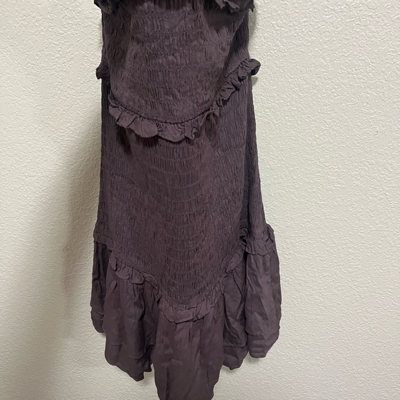 Strapless Brown Ruffle AE Dress - Picture 2 of 4